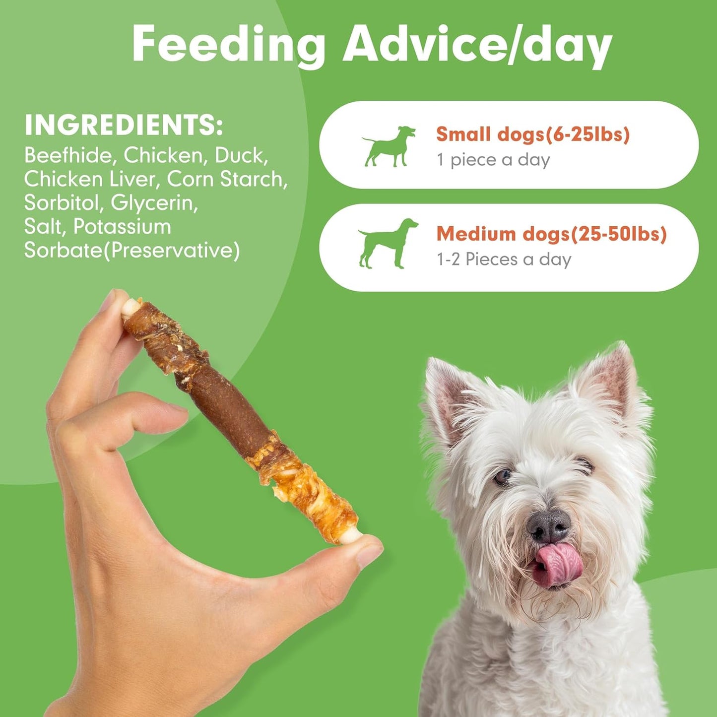 Small Medium Dogs & Chicken Liver Duck and Chicken Wrapped Rawhide - MON2SUN