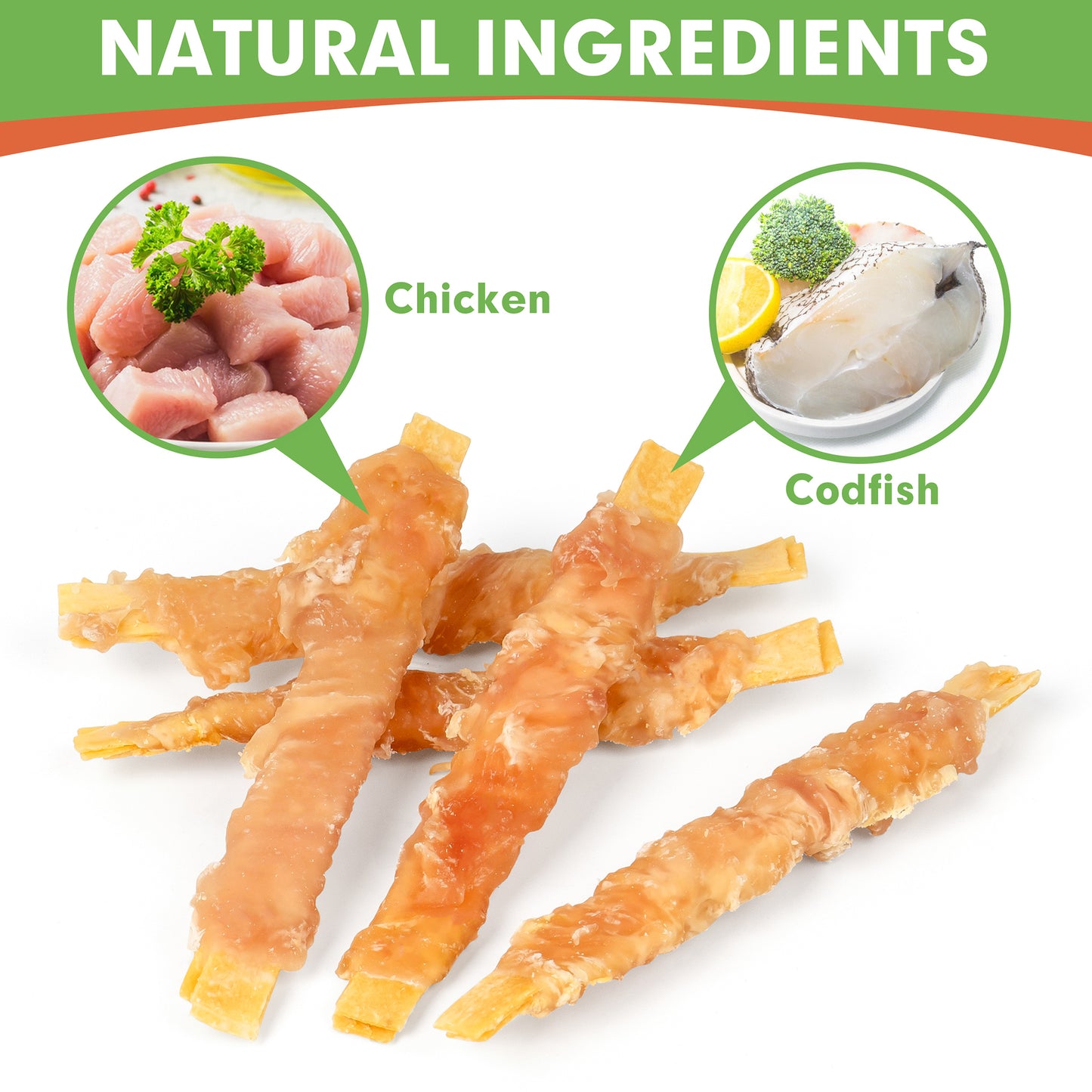 Small Dogs & Chicken Wrapped Cod Fillet - MON2SUN