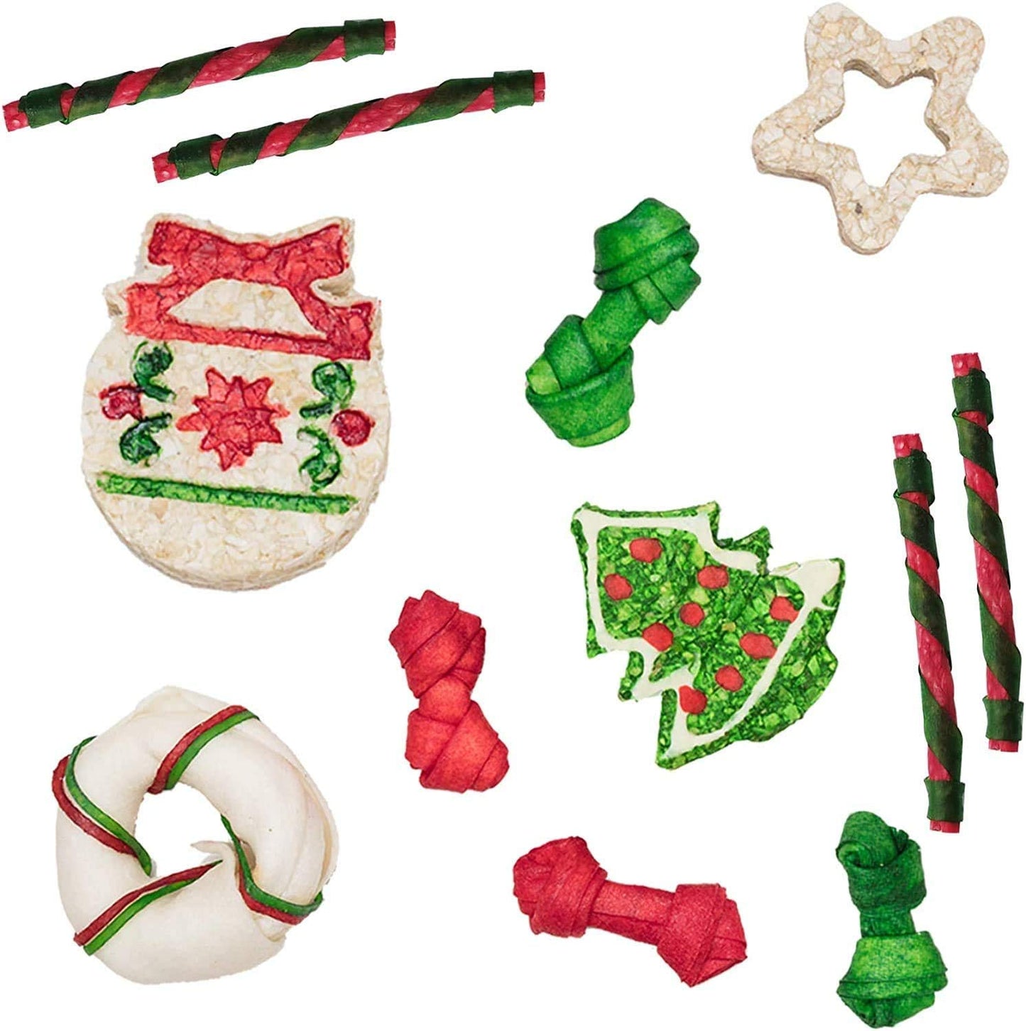 MON2SUN Christmas Dog Rawhide Holiday Stocking for Small Dogs Treats for Dogs (12 Counts) - MON2SUN