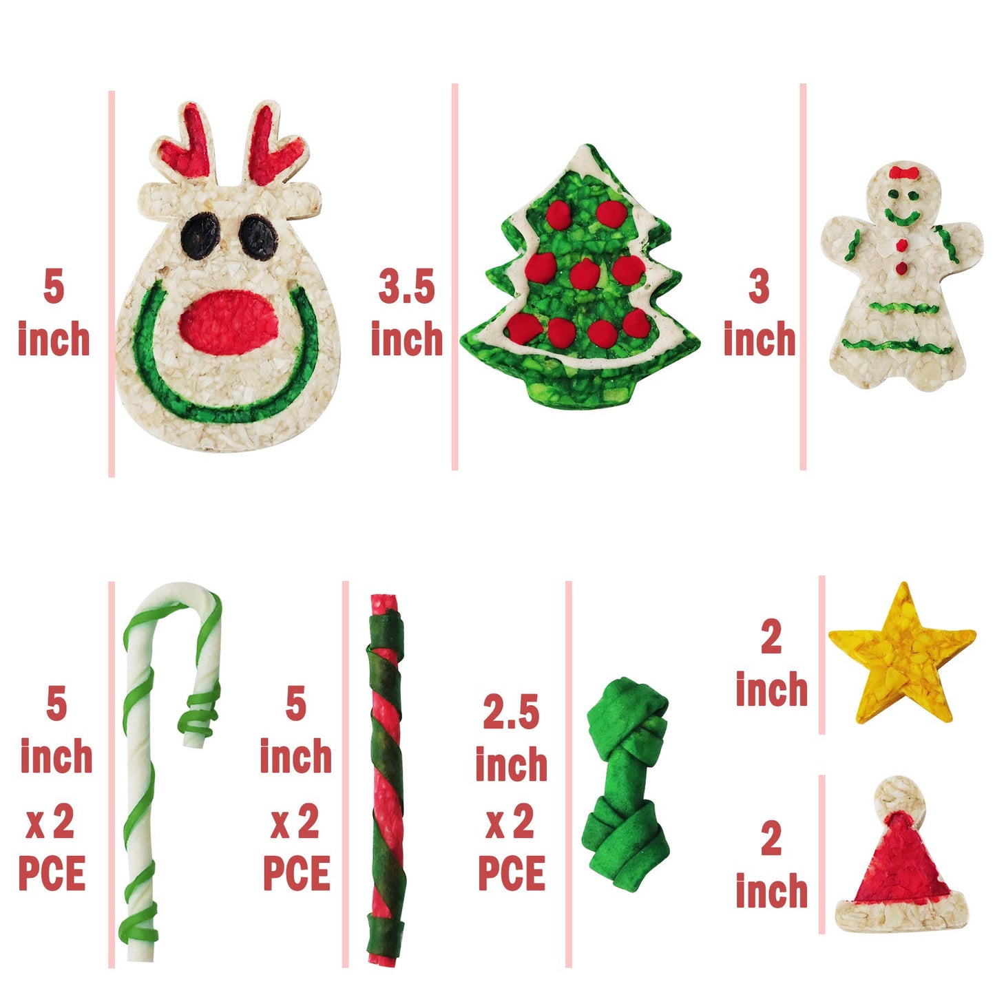MON2SUN 11Count Christmas Dog Rawhide Stocking for Small Dogs Holiday - MON2SUN
