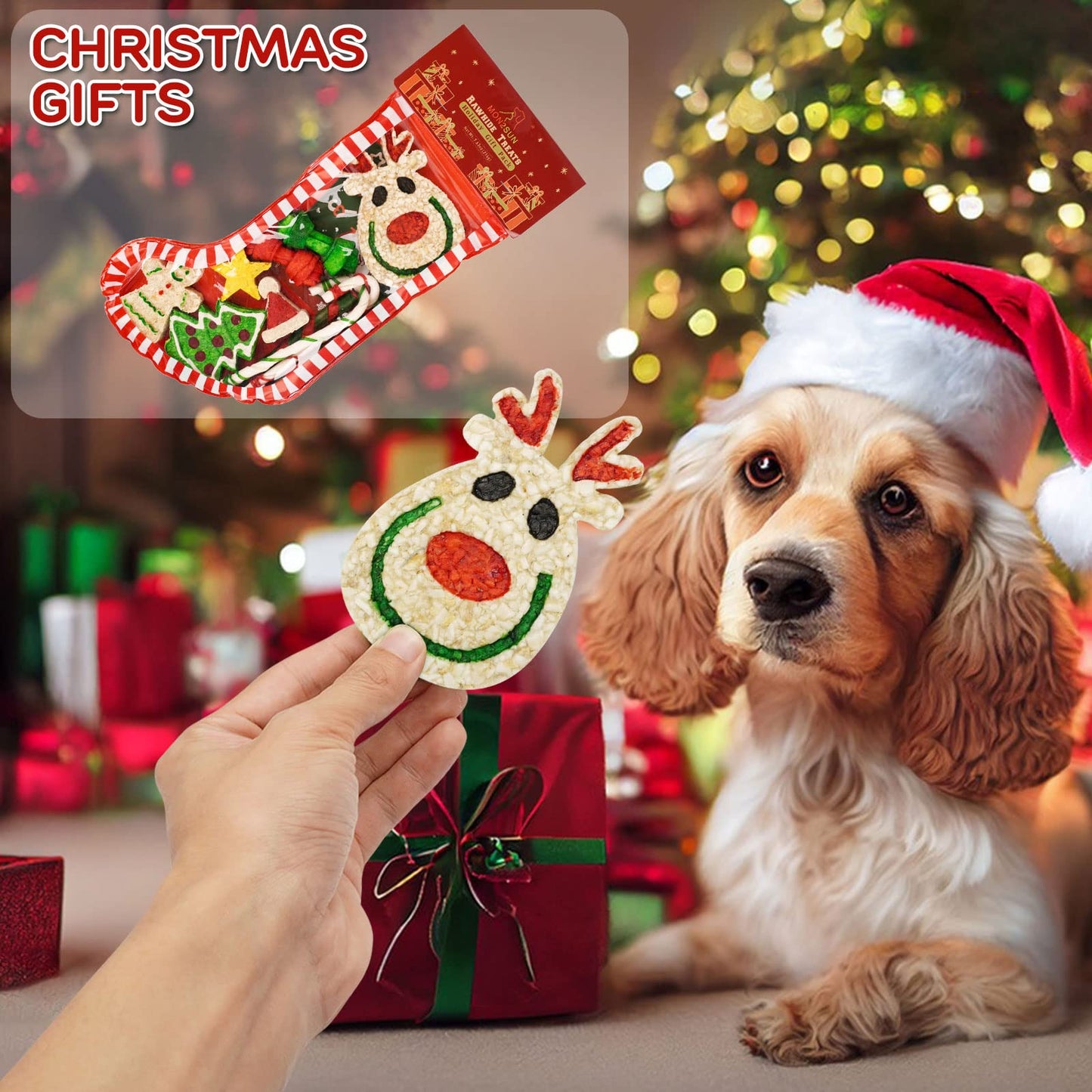 MON2SUN 11Count Christmas Dog Rawhide Stocking for Small Dogs Holiday - MON2SUN