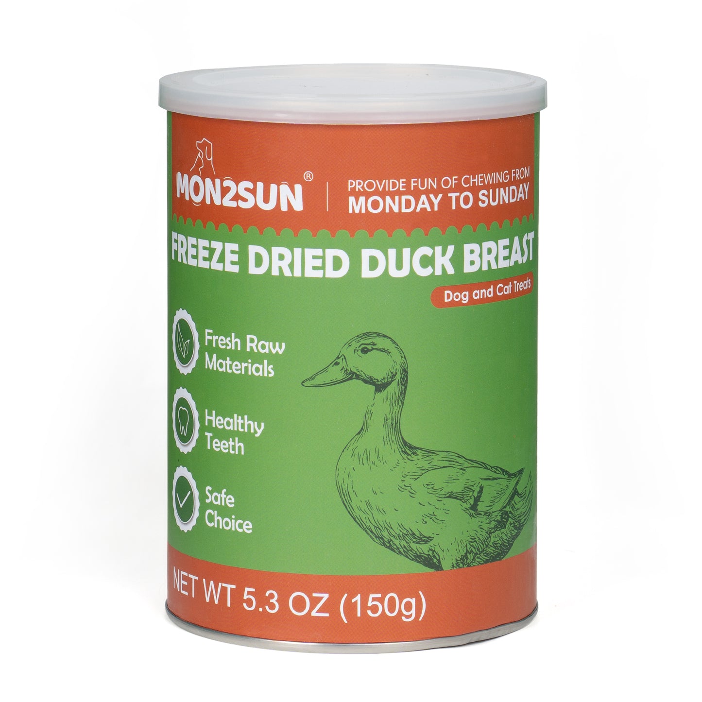 MON2SUN Freeze Dried Duck Cat and Dog Treats, Single Ingredient Natural and Healthy Dog Snacks, High Protein Training Treats & Food Topper - MON2SUN