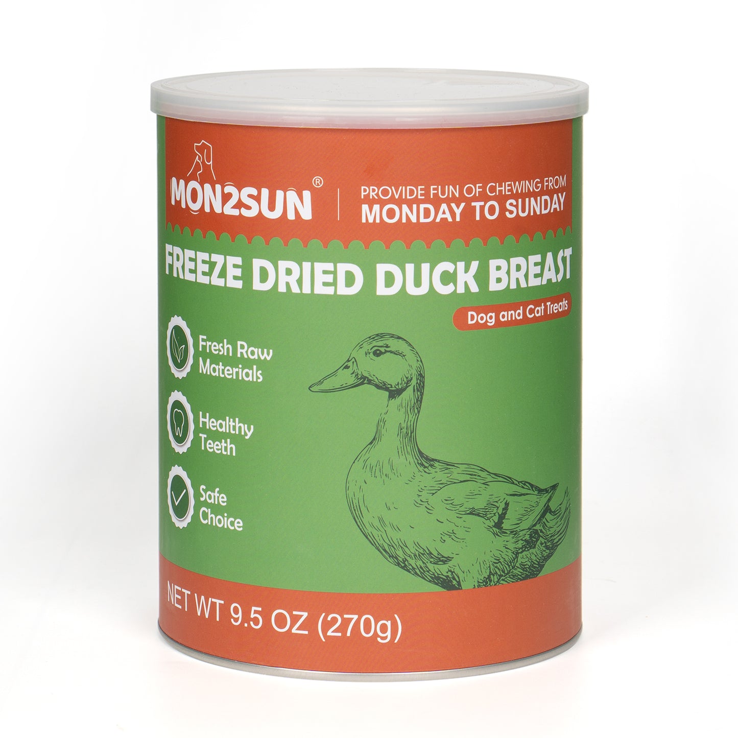 MON2SUN Freeze Dried Duck Cat and Dog Treats, Single Ingredient Natural and Healthy Dog Snacks, High Protein Training Treats & Food Topper - MON2SUN