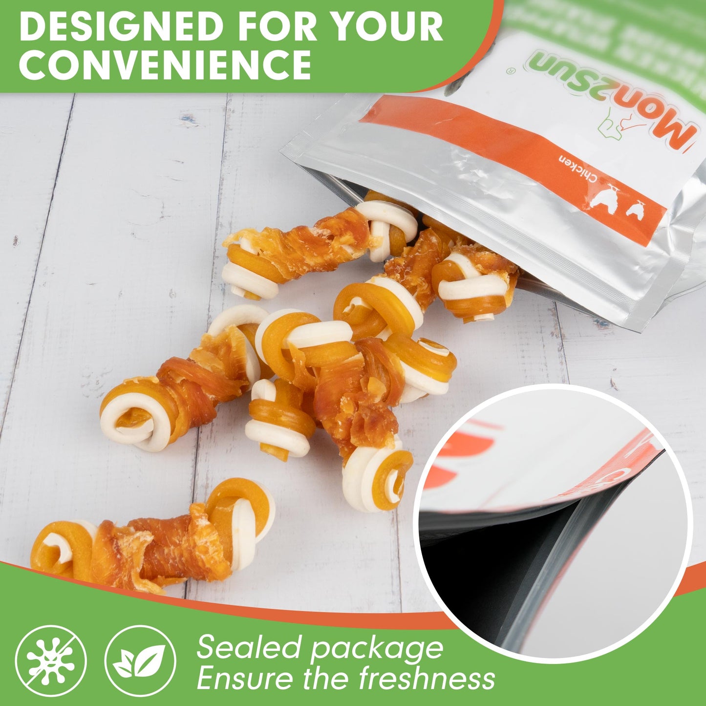 Small Dogs & Chicken Wrapped Mixed Vegetables Knot Bone Rawhide Free