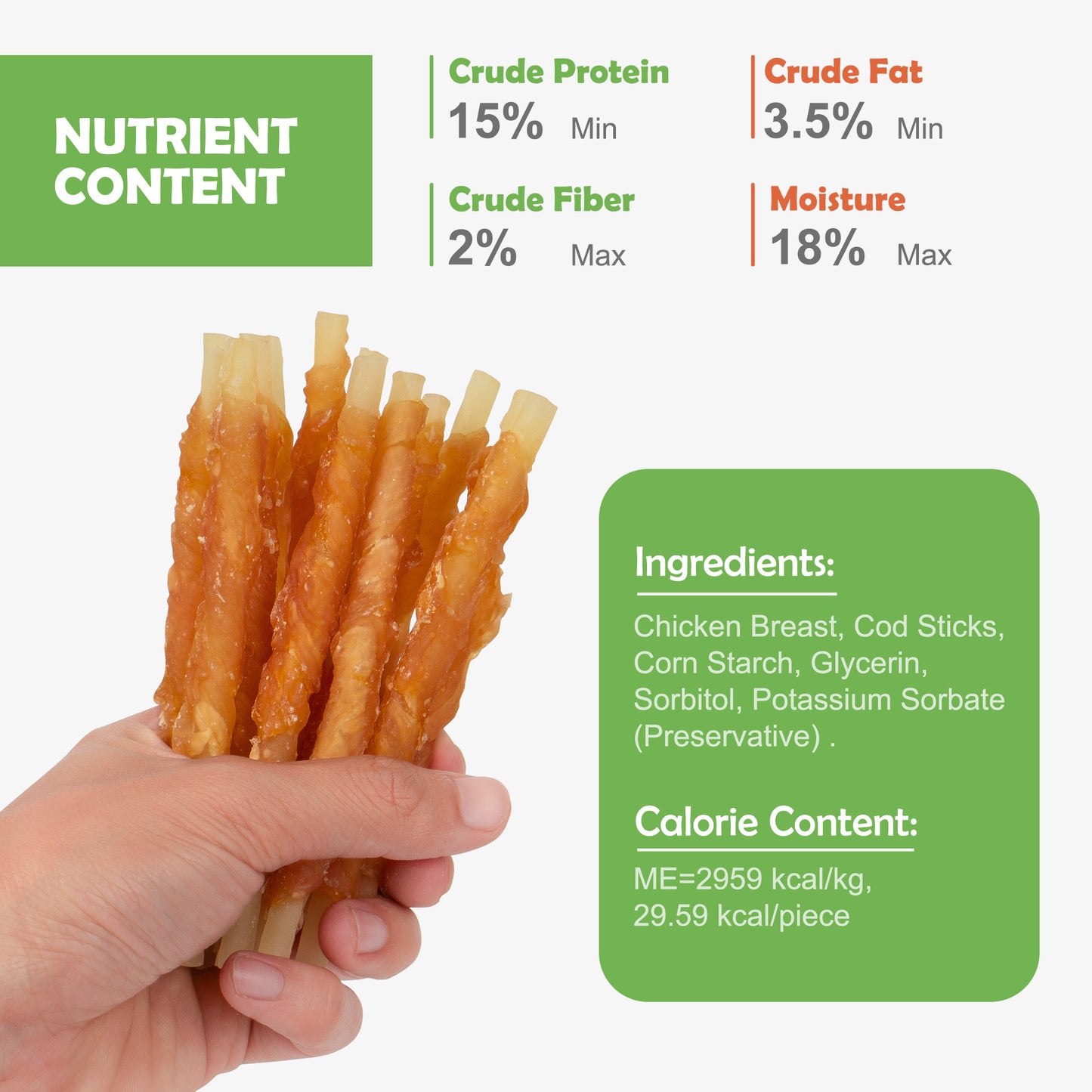 MON2SUN Chicken Wrapped Cod Sticks Rawhide Free Small Dog Treats, 13 oz (36 Count) - MON2SUN