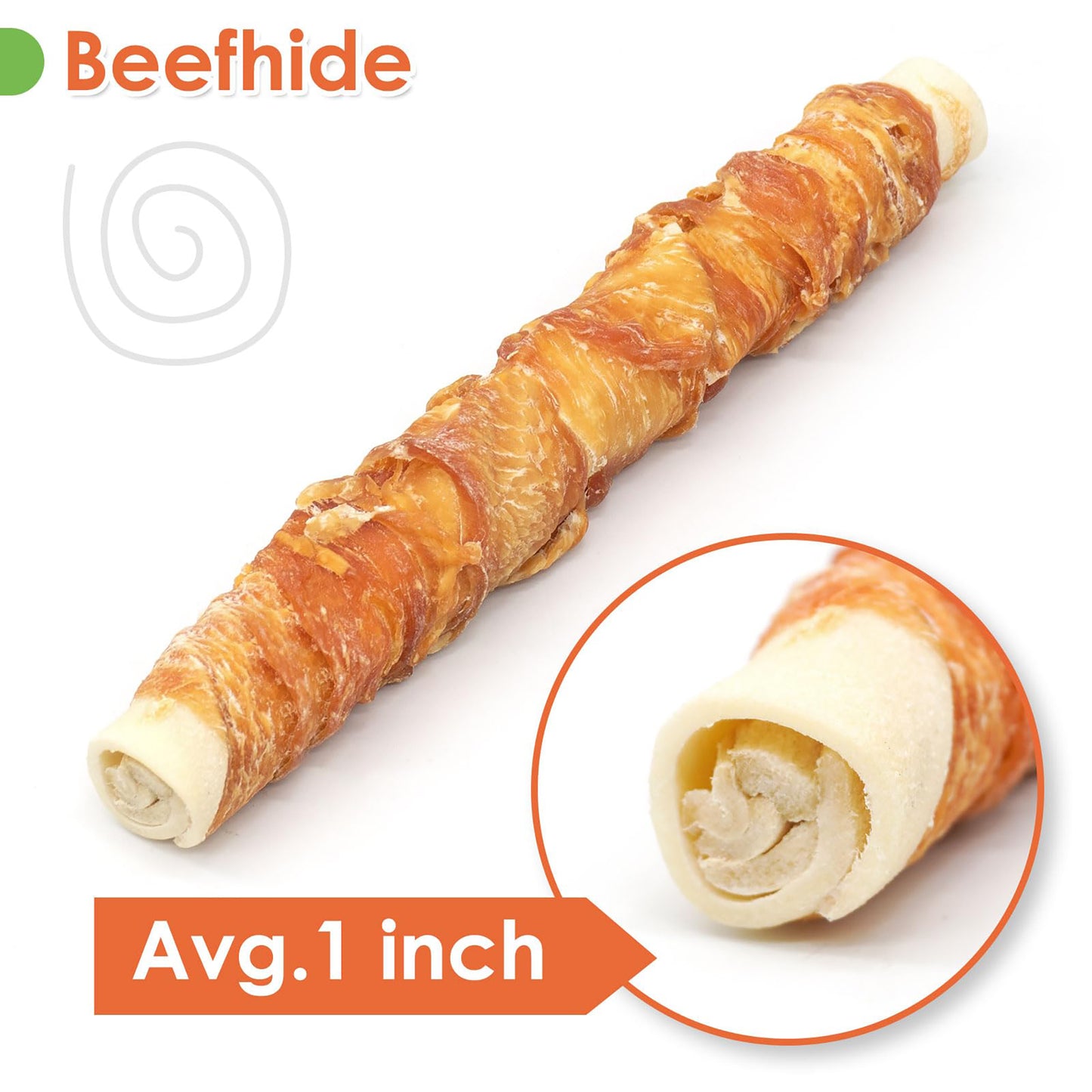 Medium Large Dogs & Chicken Wrapped Rawhide Rolls - MON2SUN