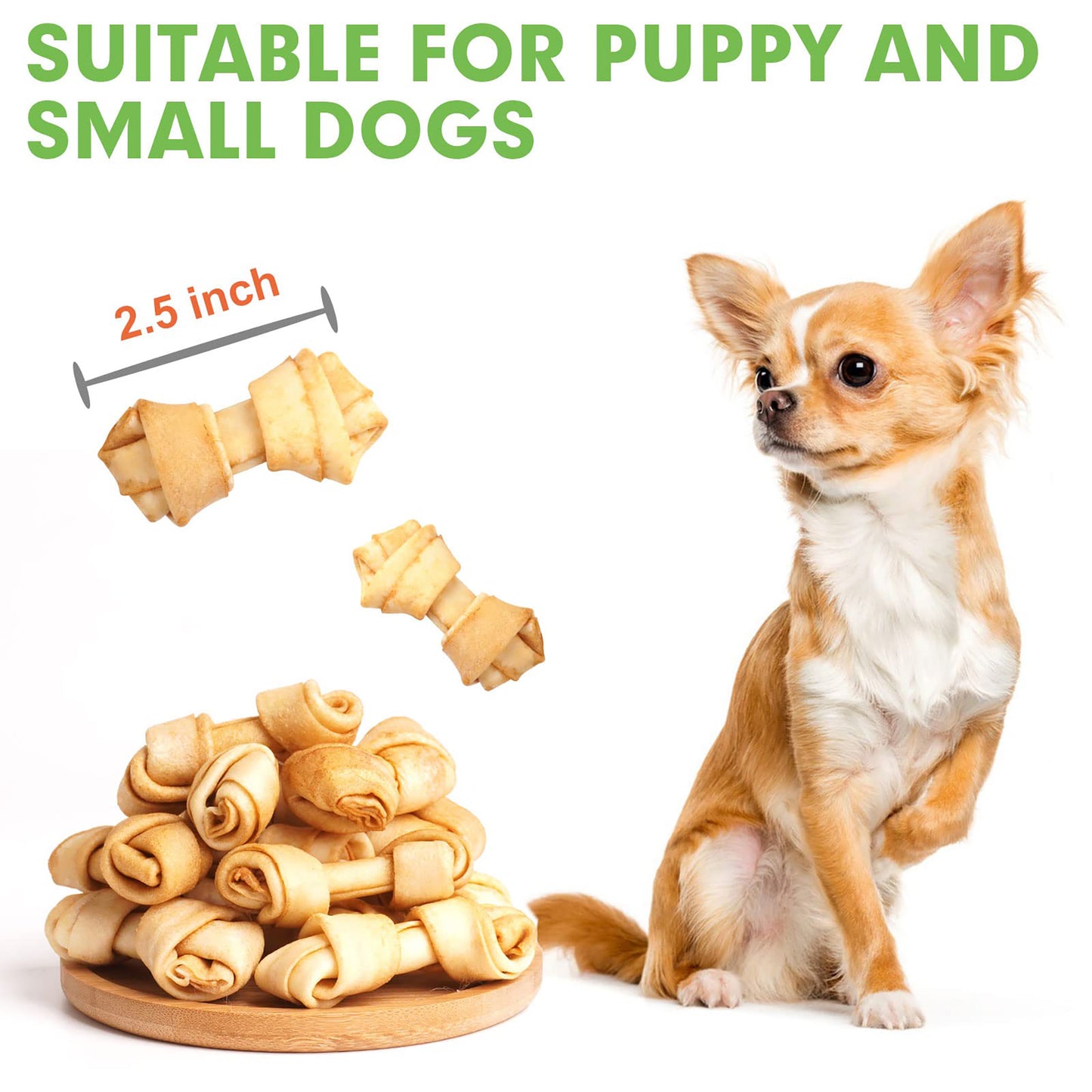 Puppy Small Dogs & Rawhide Knot Bones Chicken Flavor - MON2SUN