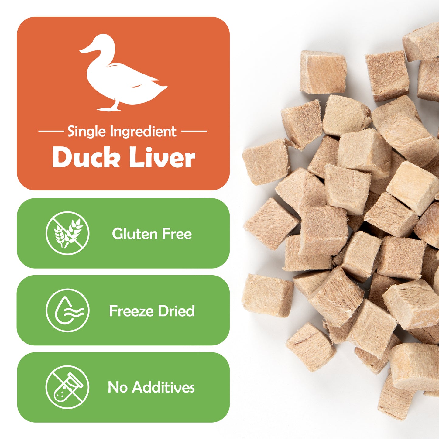 MON2SUN Freeze Dried Duck Cat and Dog Treats, Single Ingredient Natural and Healthy Dog Snacks, High Protein Training Treats & Food Topper - MON2SUN