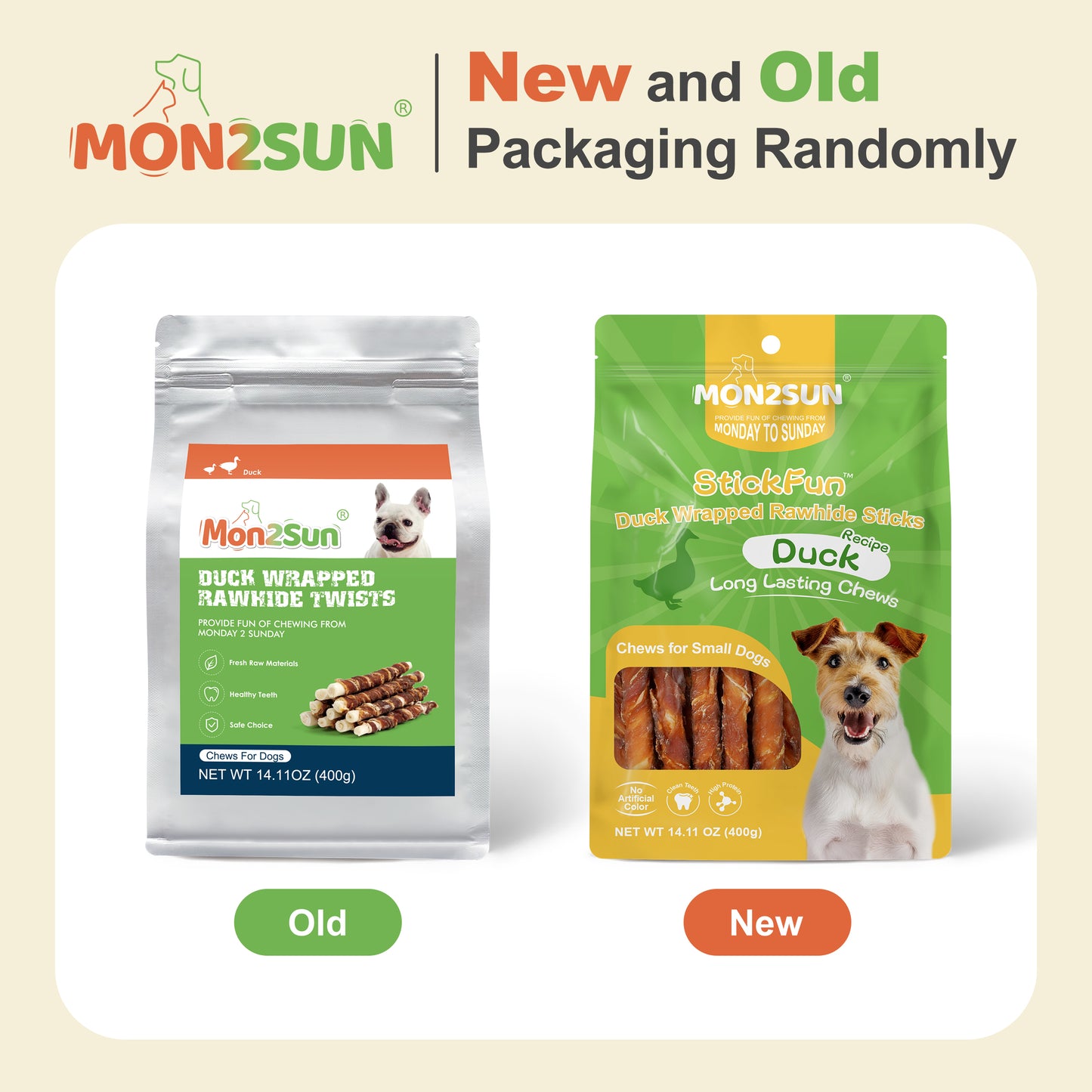 5 Inch Duck Wrapped Rawhide Dog Treats for Puppy and Small Dogs, Promotes Dental Health, Healthy Snacks - MON2SUN