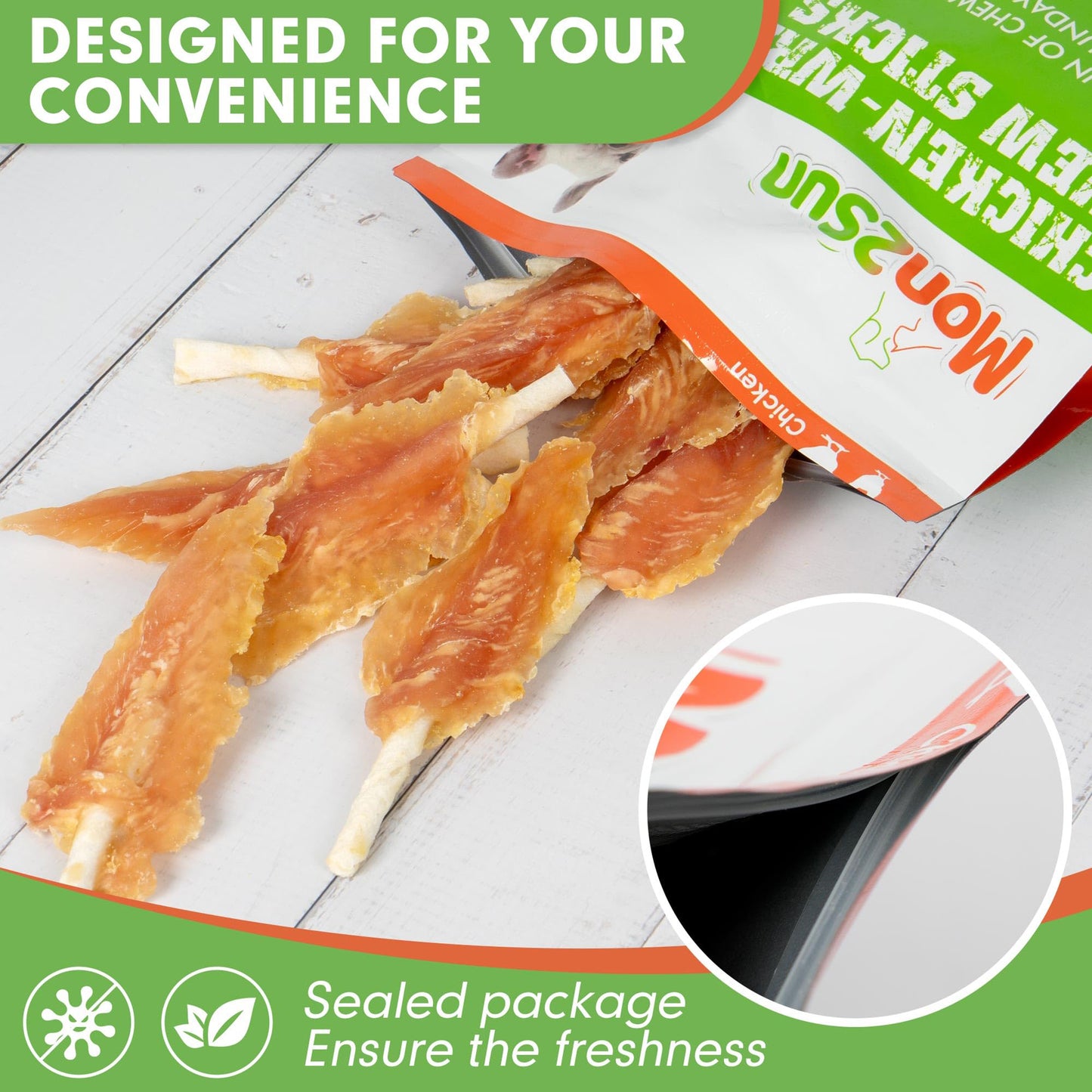 Puppy Small Dogs & Chicken Wrapped Rawhide Sticks - MON2SUN