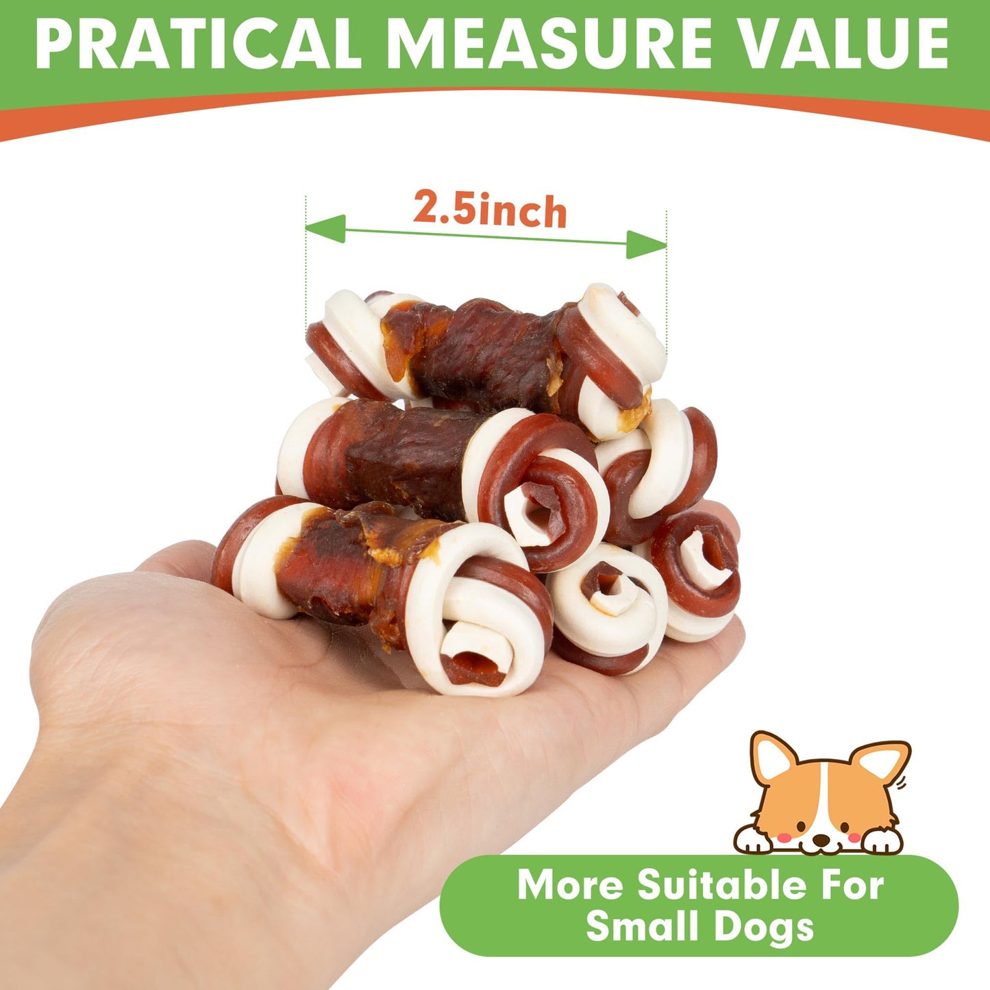 Small Dogs & Duck Wrapped Mixed Vegetables Knot Bone Rawhide Free