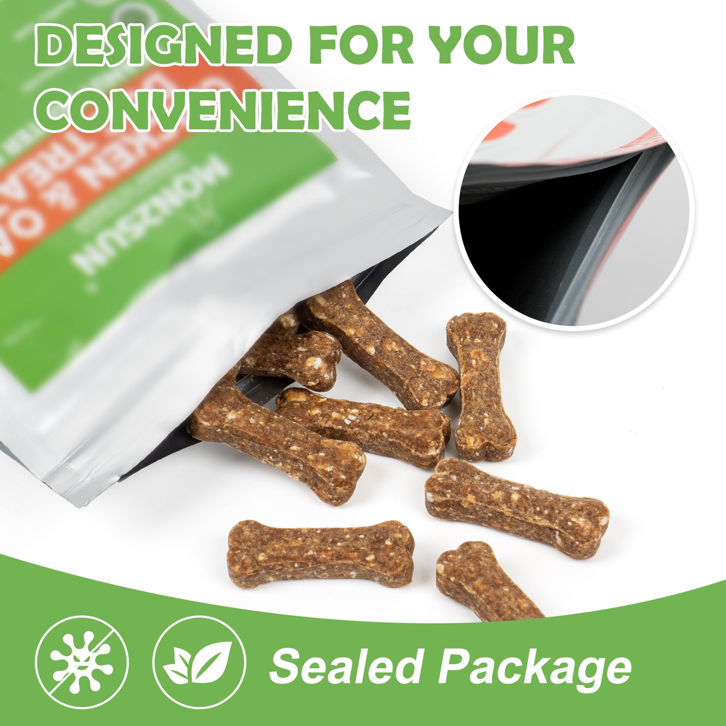 MON2SUN Dog Treats 2 Inch Chicken & Oat Dog Treats with Peanut Butter, Crunchy Biscuits for Small Dogs, Training Rewards - MON2SUN