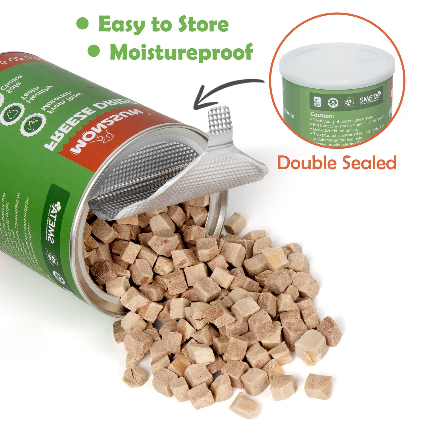 MON2SUN Freeze Dried Duck Cat and Dog Treats, Single Ingredient Natural and Healthy Dog Snacks, High Protein Training Treats & Food Topper - MON2SUN