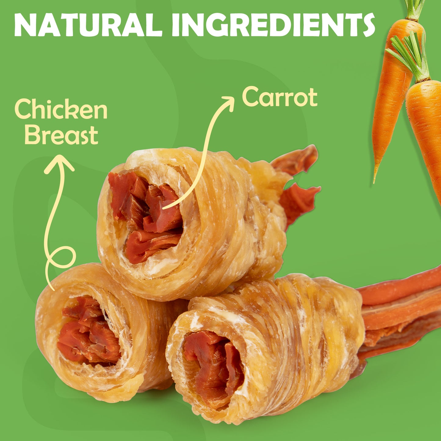 Small Dogs & Chicken Wrapped Carrot Rawhide Free - MON2SUN