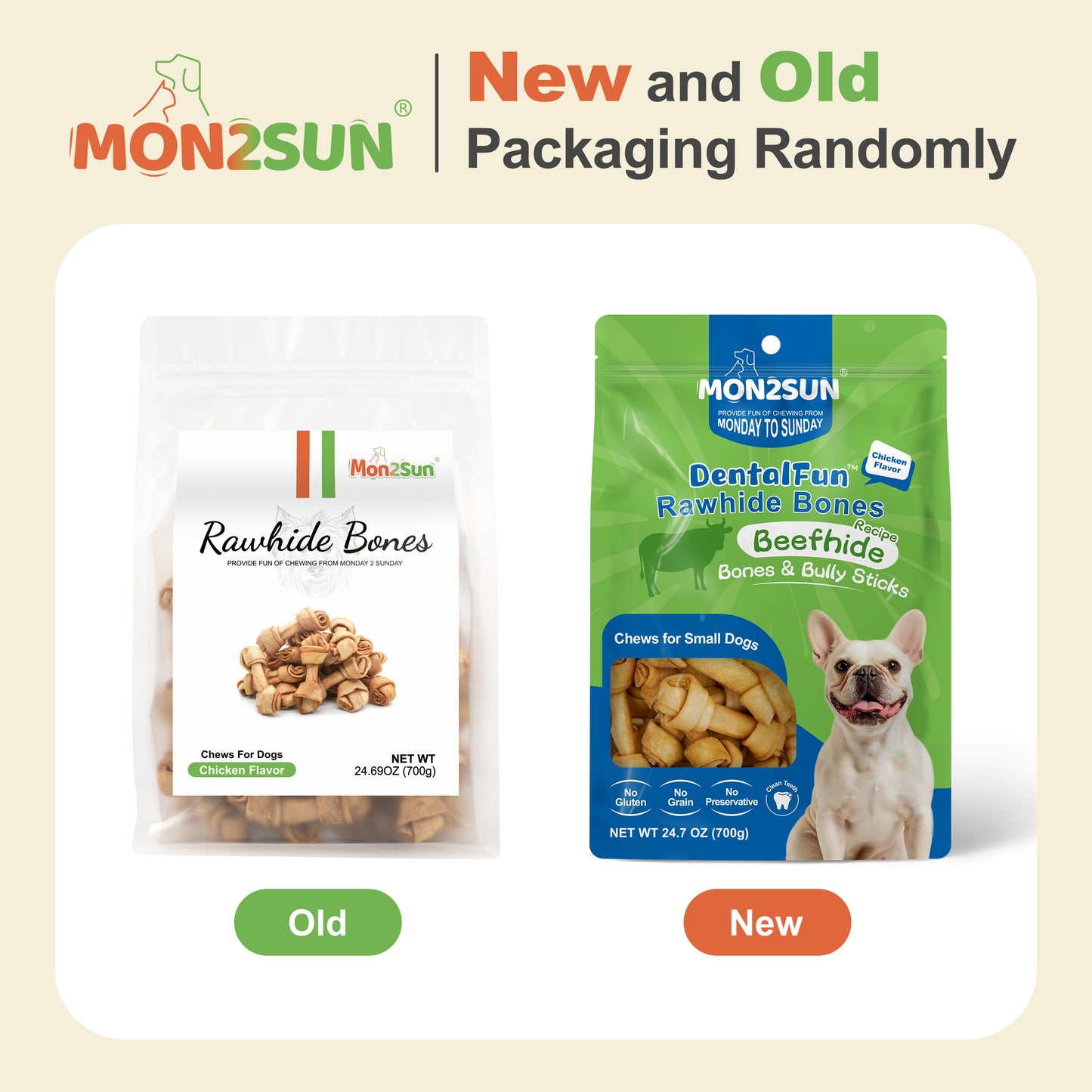 Dog Rawhide Knot Bones Small Rawhide Bones Mini Chews Chicken Flavour 2.5 Inch for Puppy and Small Dogs - MON2SUN