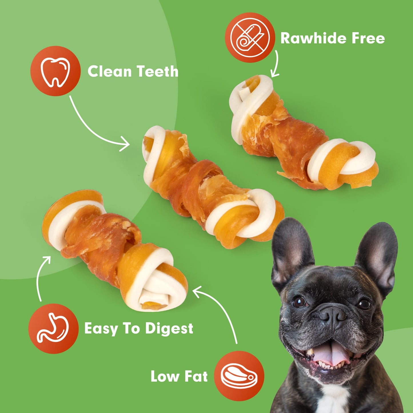 Small Dogs & Chicken Wrapped Mixed Vegetables Knot Bone Rawhide Free