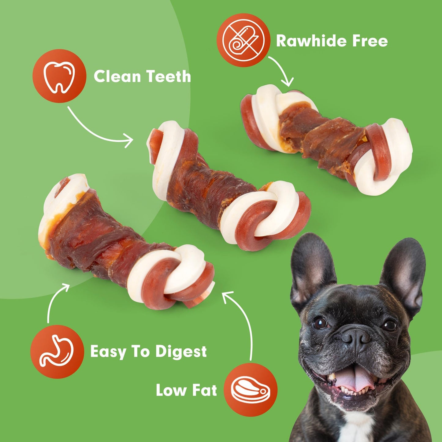 Small Dogs & Duck Wrapped Mixed Vegetables Knot Bone Rawhide Free
