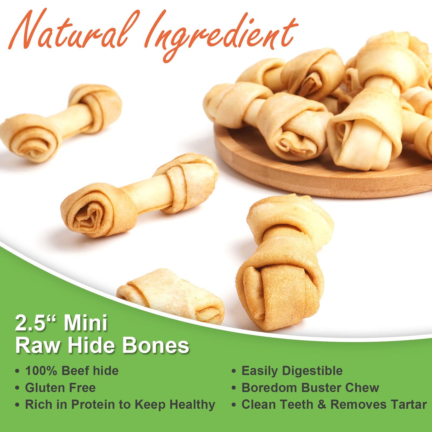 Puppy Small Dogs & Rawhide Knot Bones Chicken Flavor - MON2SUN