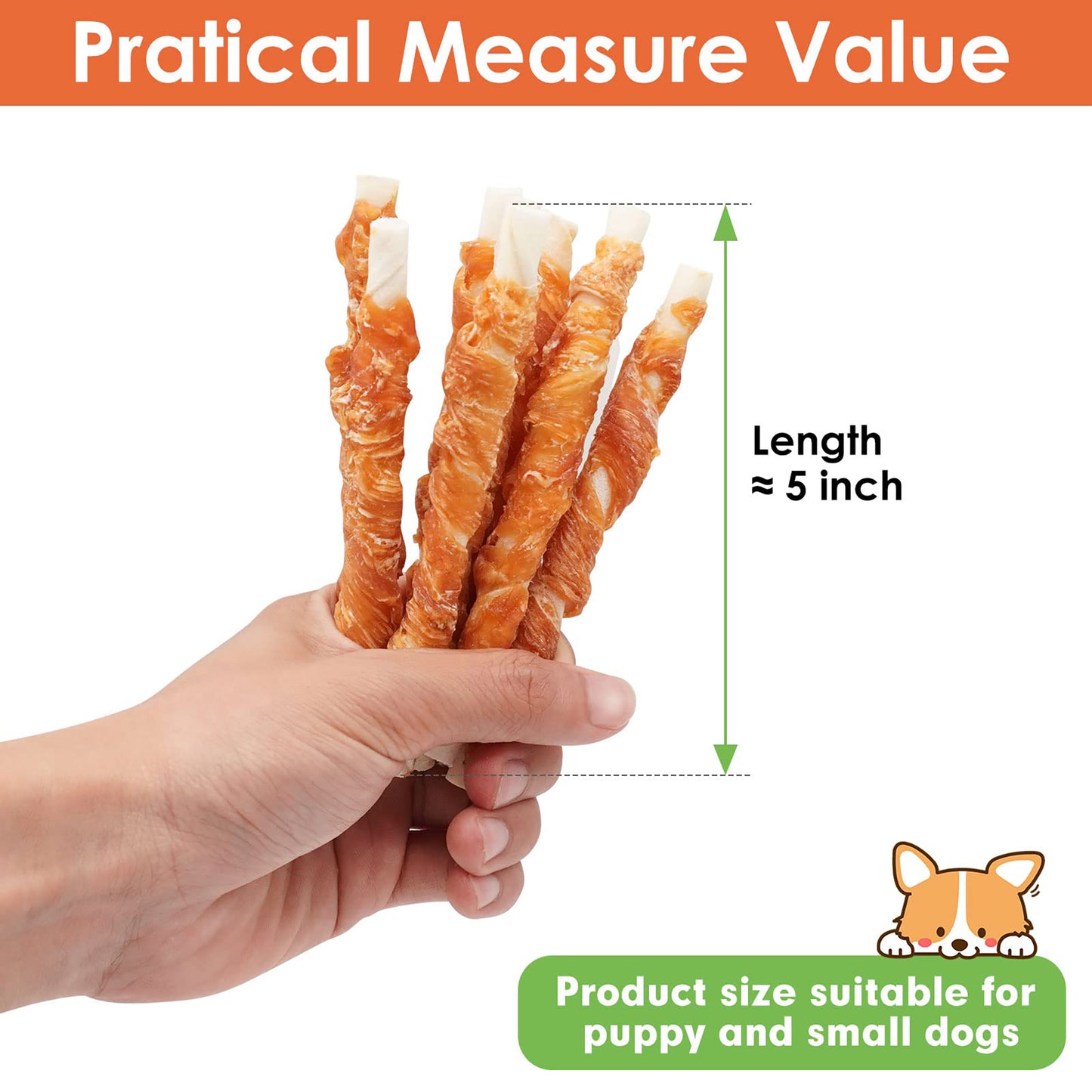 Puppy Small Dogs & Rawhide Twist Chicken Hide Sticks