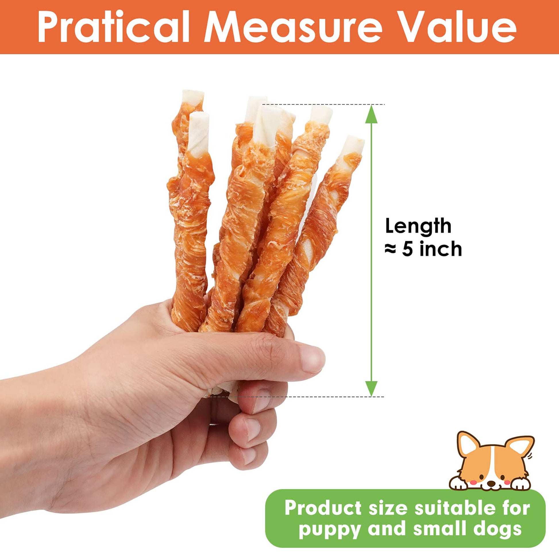 Puppy Small Dogs & Rawhide Twist Chicken Hide Sticks - MON2SUN