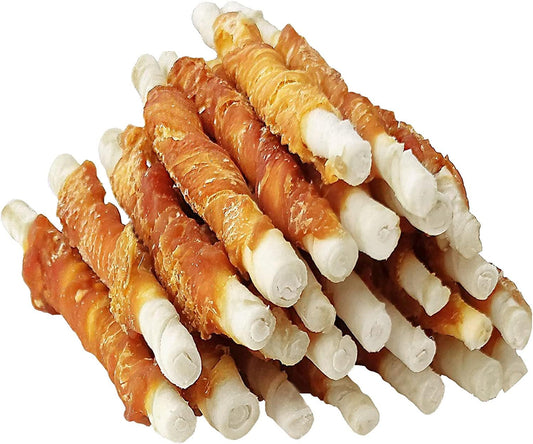 MON2SUN 5" Length Chicken Wrapped Rawhide Sticks 25 Pack