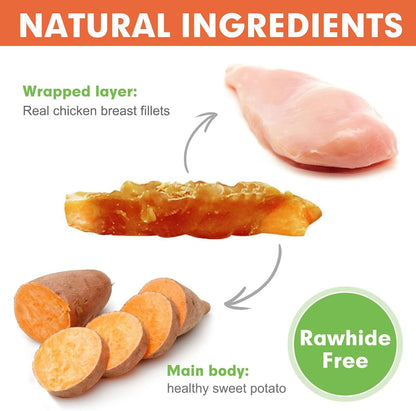 MON2SUN Chicken Wrapped Sweet Potato Rawhide Free Treat 1.56 Pounds