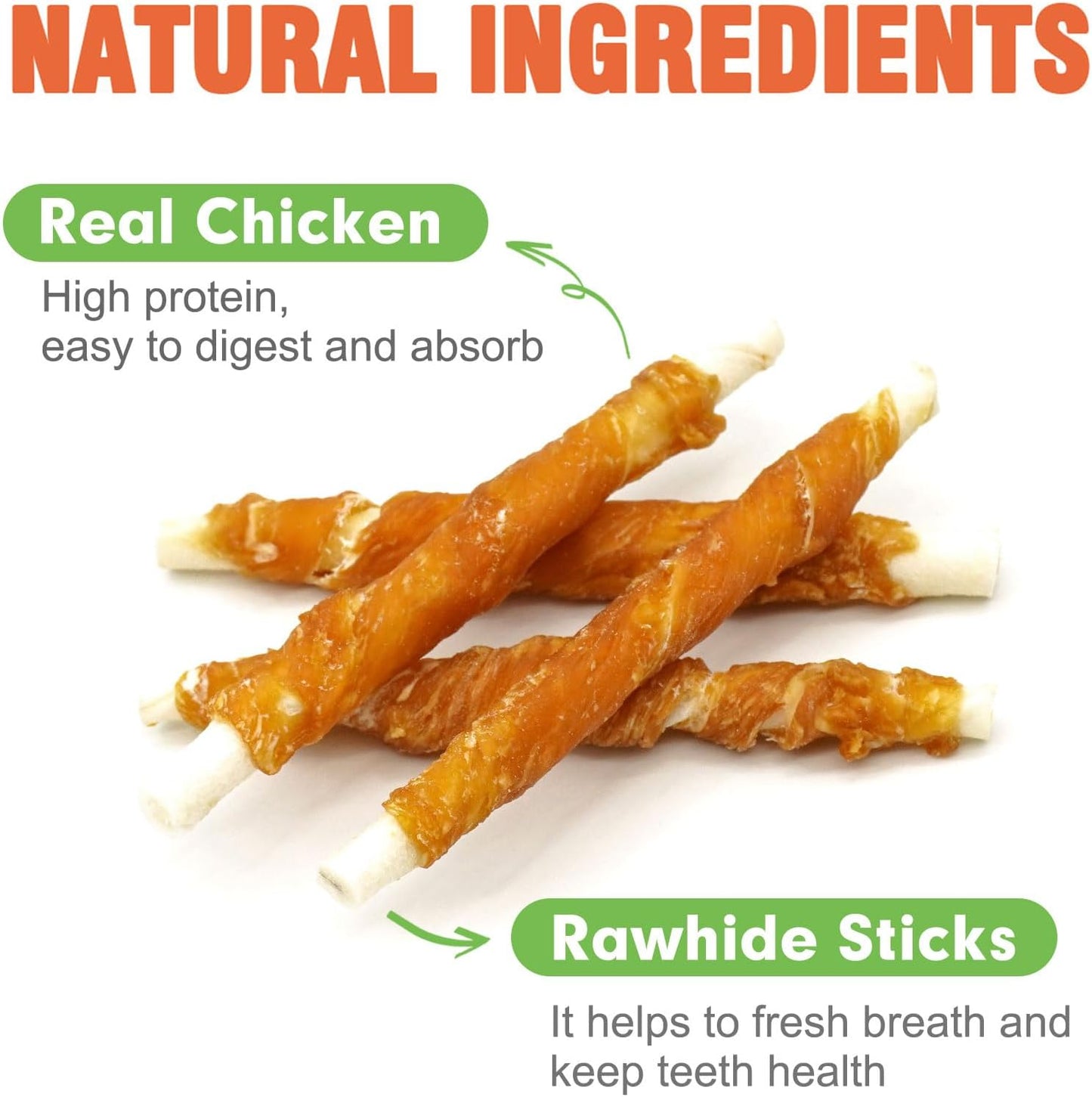 MON2SUN 5" Length Chicken Wrapped Rawhide Sticks 25 Pack