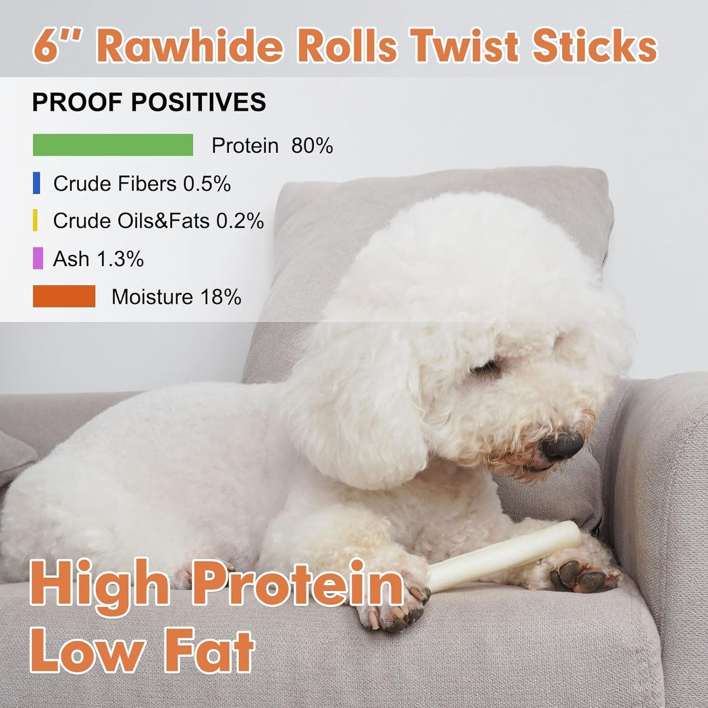 MON2SUN 6" Natural Rawhide Rolls 18 Pack