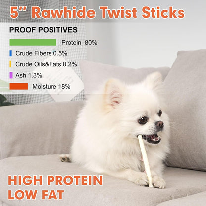 MON2SUN 5" Natural Rawhide Sticks 60 Pack