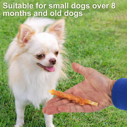 Rawhide Free Dog Treats Chicken Wrapped Cod Sticks for Small Dogs Soft Training Snacks (Length: 5'')