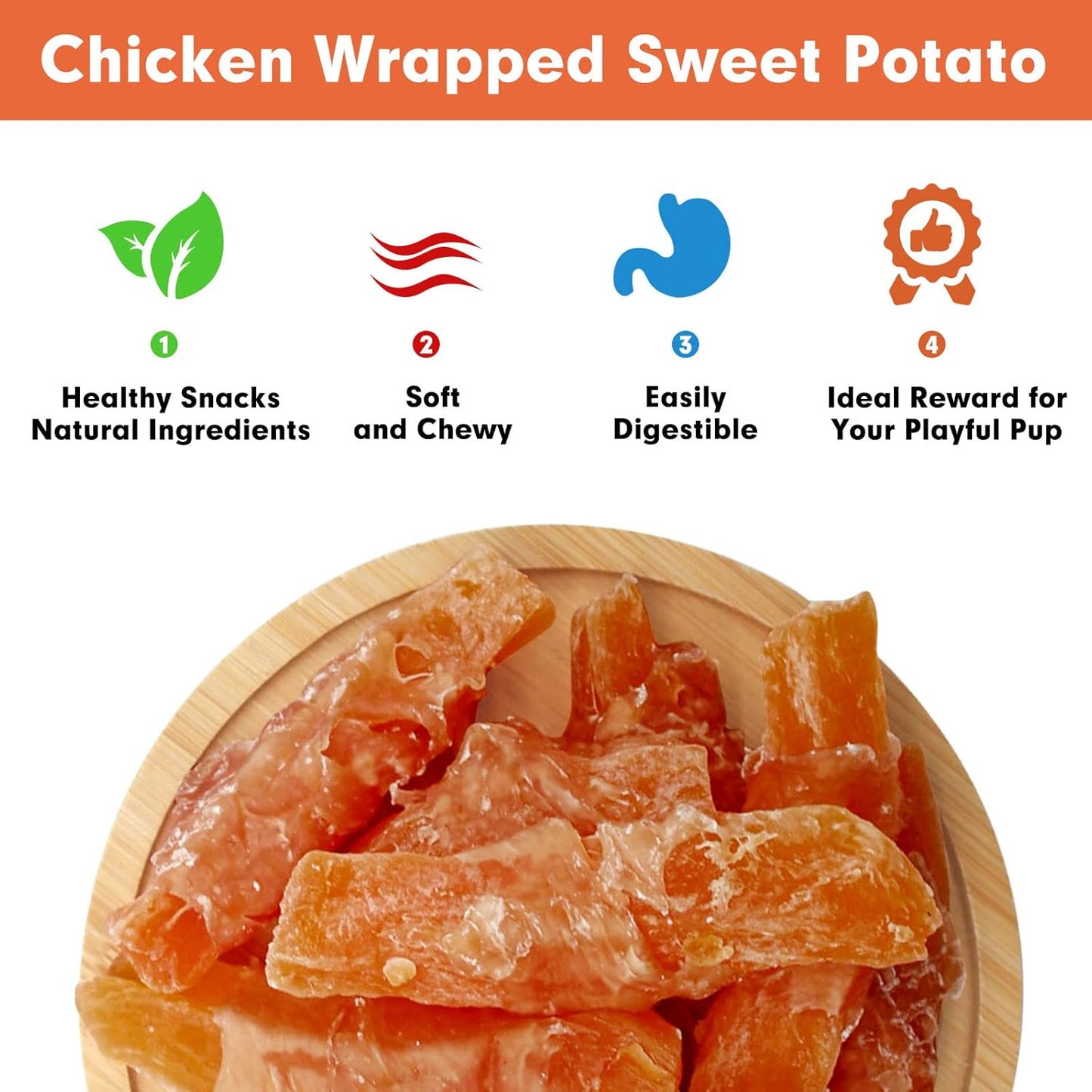 MON2SUN Chicken Wrapped Sweet Potato Rawhide Free Treat 1.56 Pounds