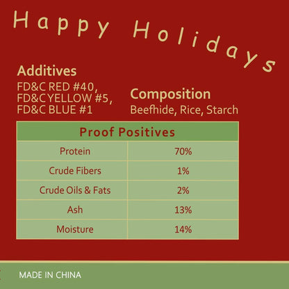MON2SUN Christmas Dog Rawhide Holiday Stocking for Small Dogs Treats for Dogs (12 Counts) - MON2SUN