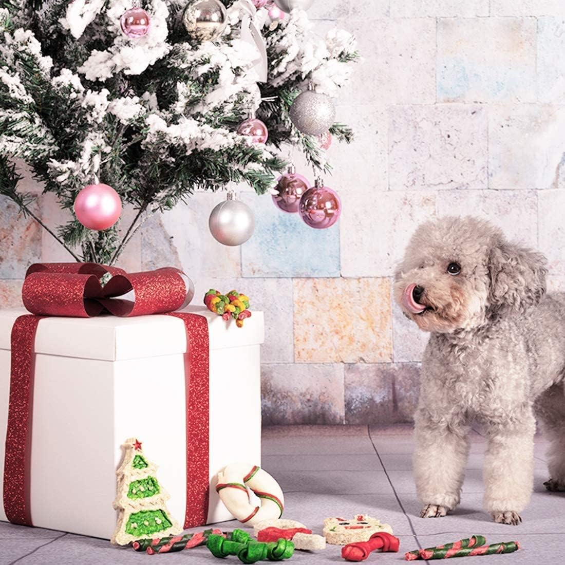 MON2SUN Holiday Christmas Dog Rawhide Treats Stocking for Small to Medium Dogs (13Count) - MON2SUN