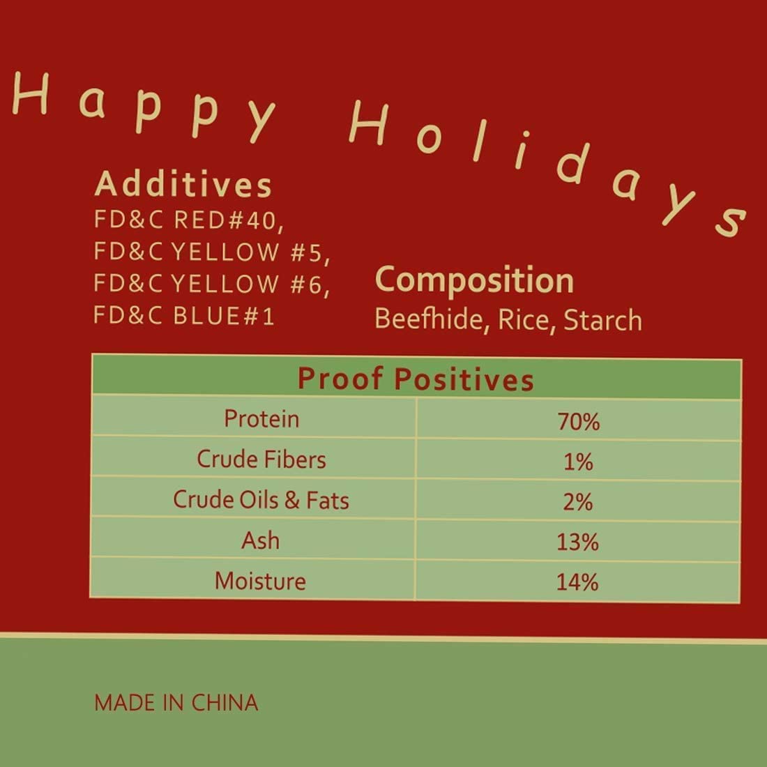 MON2SUN Holiday Christmas Dog Rawhide Treats Stocking for Small to Medium Dogs (13Count) - MON2SUN