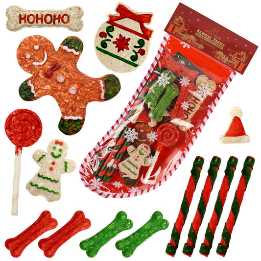 MON2SUN Christmas Dog Rawhide Treats Holiday 14Count Stocking for Small Dogs - MON2SUN