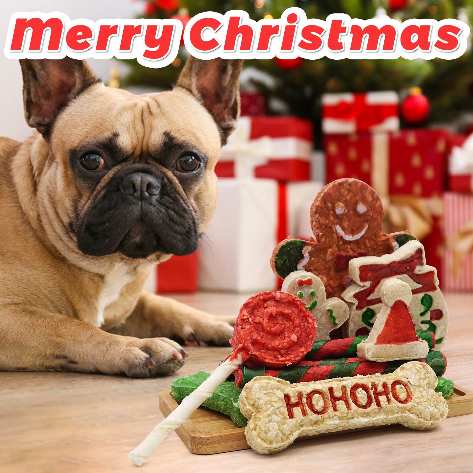 MON2SUN Christmas Dog Rawhide Treats Holiday 14Count Stocking for Small Dogs - MON2SUN