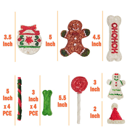 MON2SUN Christmas Dog Rawhide Treats Holiday 14Count Stocking for Small Dogs - MON2SUN