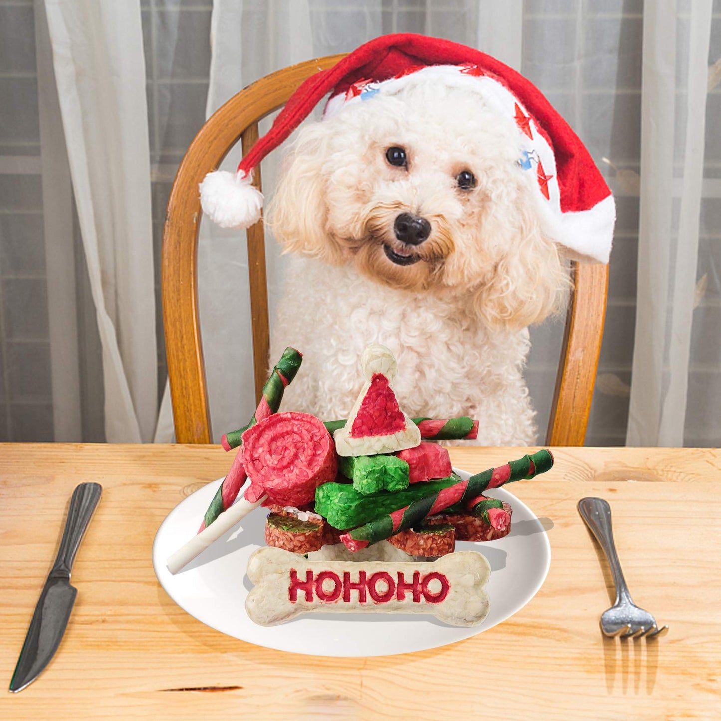 MON2SUN Christmas Dog Rawhide Treats Holiday 14Count Stocking for Small Dogs - MON2SUN