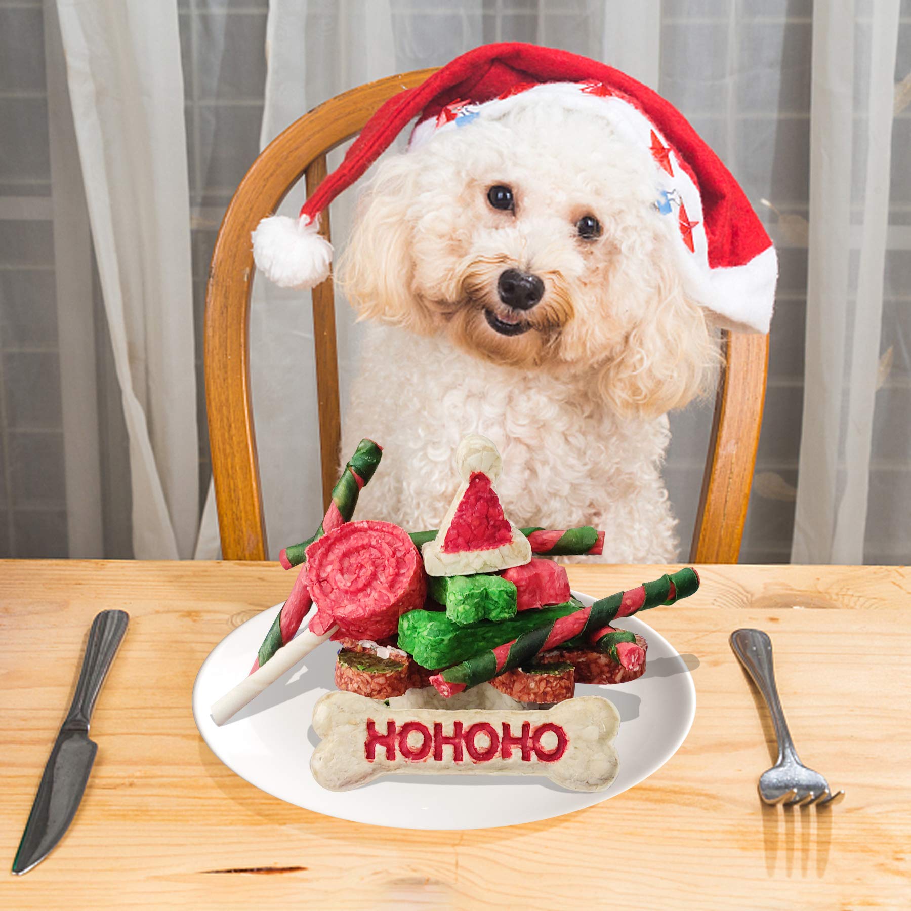 MON2SUN Christmas Dog Rawhide Treats Holiday 14Count Stocking for Small Dogs - MON2SUN