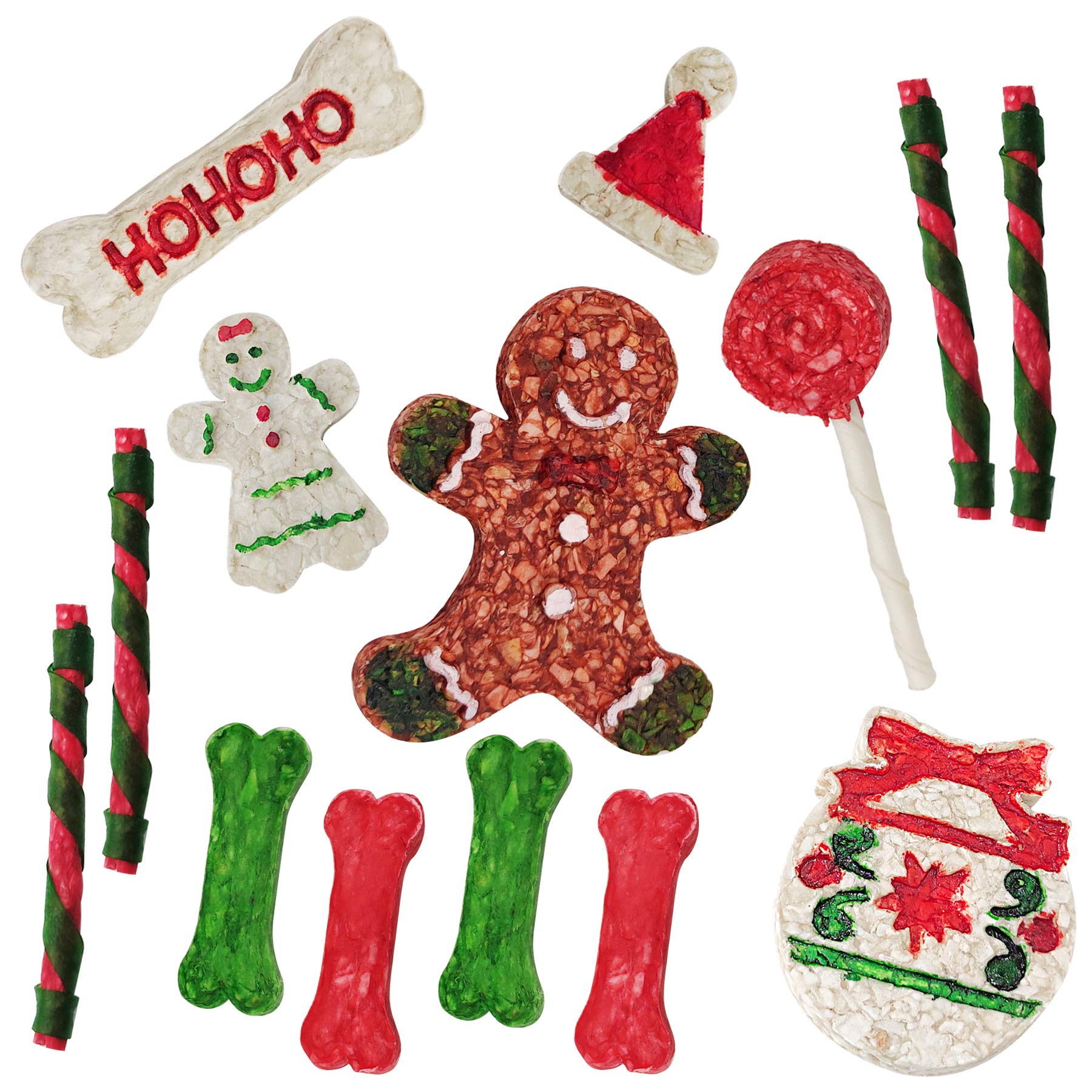 MON2SUN Christmas Dog Rawhide Treats Holiday 14Count Stocking for Small Dogs - MON2SUN