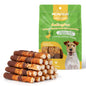 Dog Treats, Triple Flavor 6 Inch Chicken Liver Duck and Chicken Wrapped Rawhide Sticks, Teeth Cleaning Snacks for Medium Dogs - MON2SUN