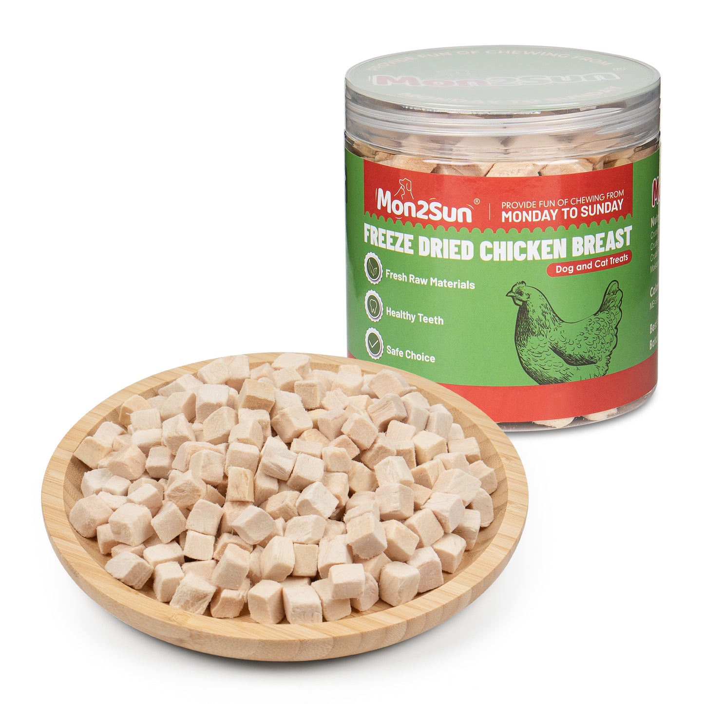 Freeze Dried Chicken Cat and Dog Treats, Single Ingredient Natural and Healthy Dog Snacks, High Protein Training Treats & Food Topper - MON2SUN