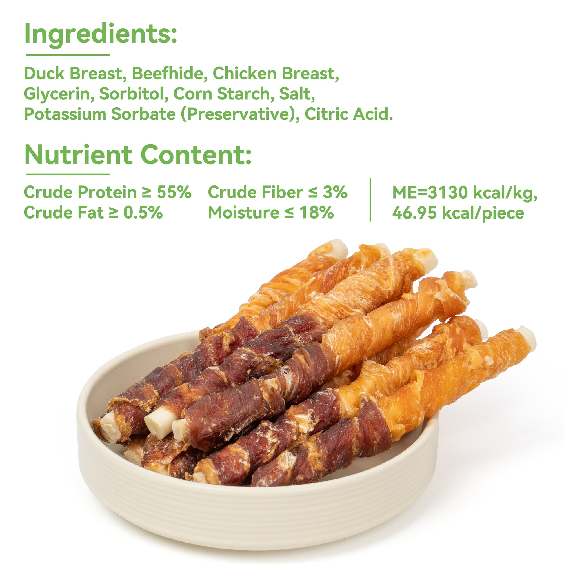 MON2SUN Dog Treats 5 Inch Double Flavor Chicken & Duck Wrapped Rawhide Sticks, Teeth Cleaning for Small Dogs - MON2SUN