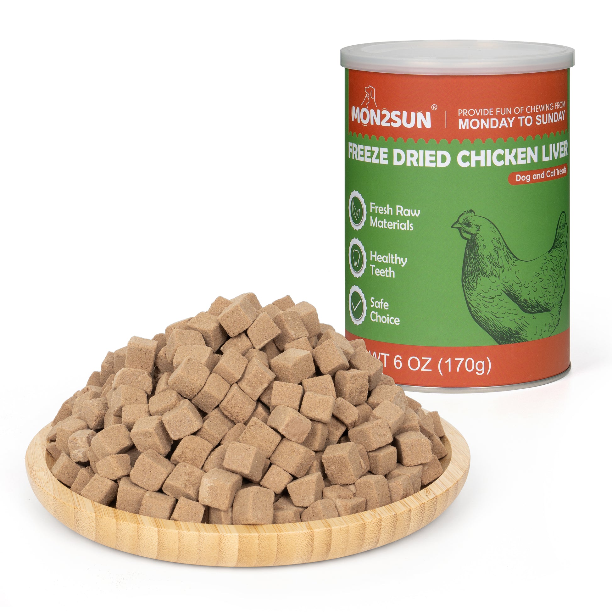MON2SUN Freeze Dried Chicken liver Cat and Dog Treats, Single Ingredient Natural and Healthy Dog Snacks, High Protein Training Treats & Food Topper - MON2SUN