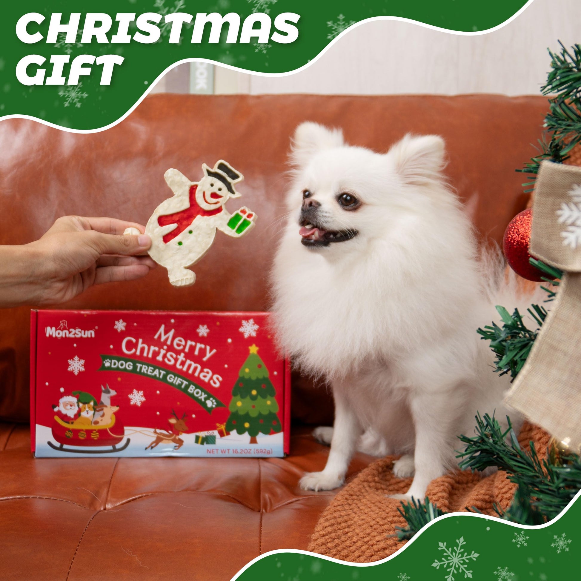 MON2SUN Christmas Dog Treats, Christmas Box Treats, Rawhide and Rawhide Free Chews for Small and Medium Dogs, 34 Count (Pack of 1) - MON2SUN