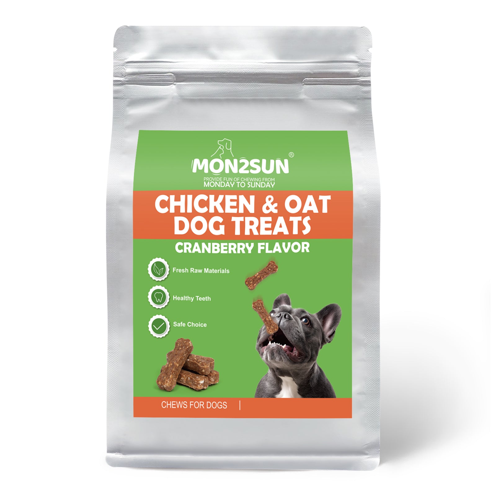 MON2SUN Dog Treats 2 Inch Chicken & Oat Dog Treats with Cranberry Powder, Crunchy Biscuits for Small Dogs, Training Rewards - MON2SUN