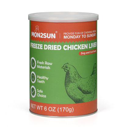 MON2SUN Freeze Dried Chicken liver Cat and Dog Treats, Single Ingredient Natural and Healthy Dog Snacks, High Protein Training Treats & Food Topper - MON2SUN