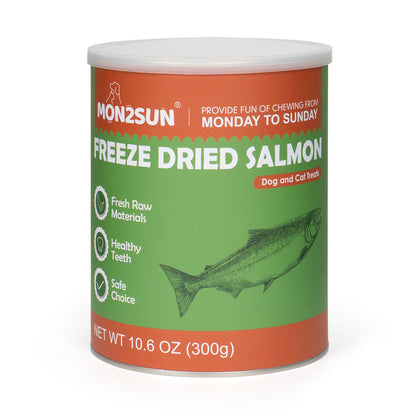 MON2SUN Freeze Dried Salmon Cat and Dog Treats, Single Ingredient Natural and Healthy Dog Snacks, High Protein Training Treats & Food Topper - MON2SUN