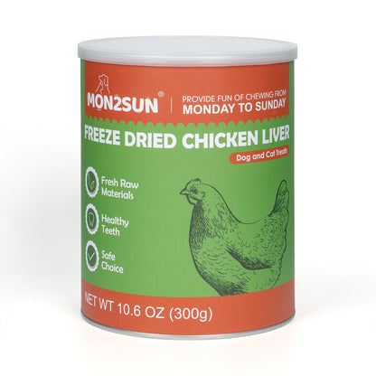 MON2SUN Freeze Dried Chicken liver Cat and Dog Treats, Single Ingredient Natural and Healthy Dog Snacks, High Protein Training Treats & Food Topper - MON2SUN
