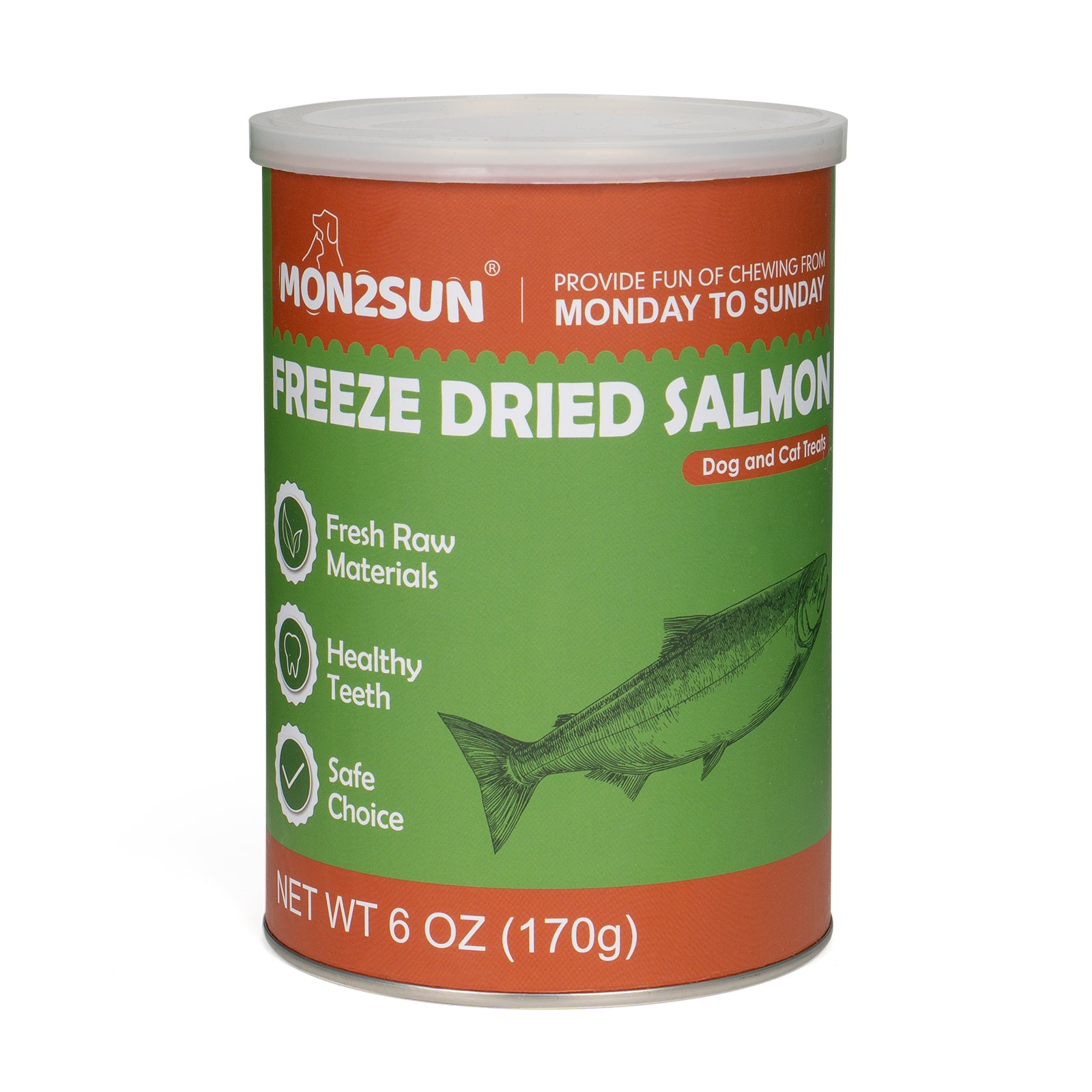 MON2SUN Freeze Dried Salmon Cat and Dog Treats, Single Ingredient Natural and Healthy Dog Snacks, High Protein Training Treats & Food Topper - MON2SUN
